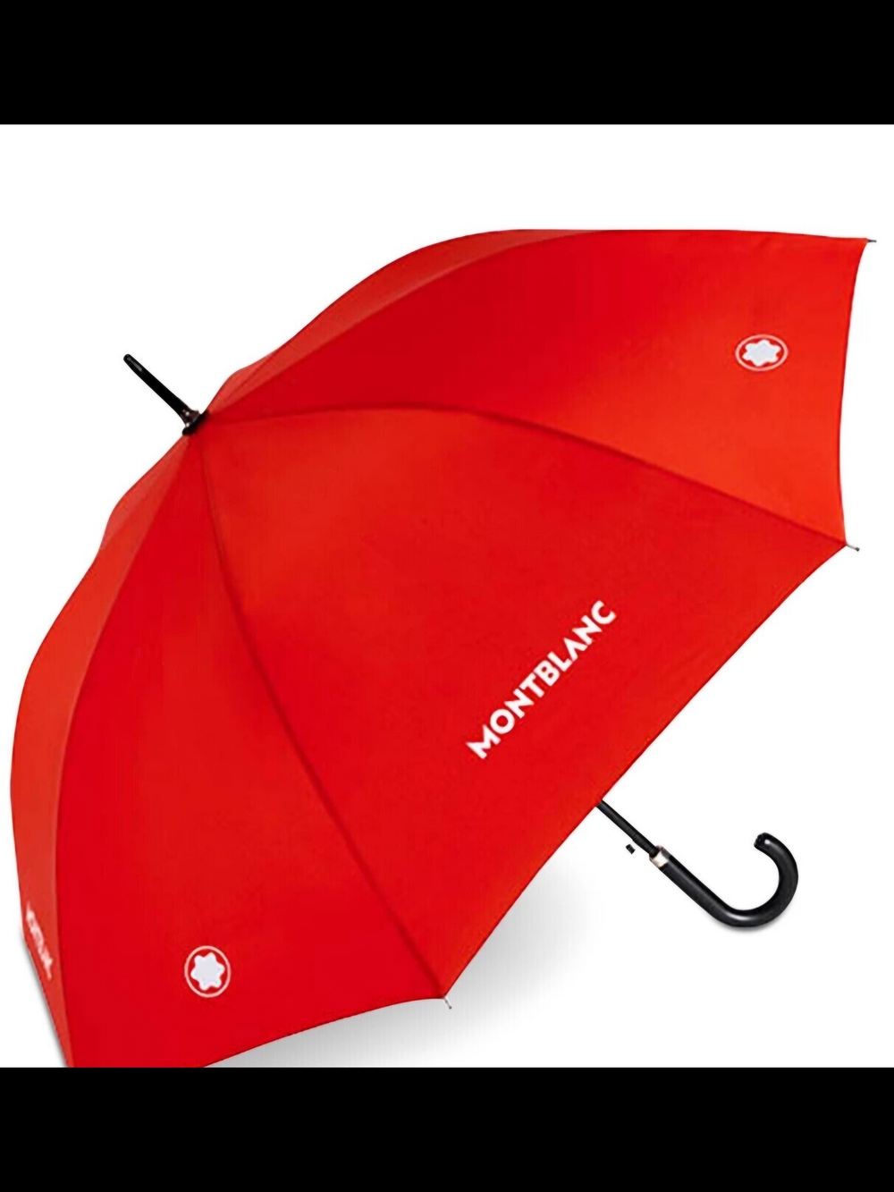 Montblanc Red Men's Umbrella with Black Curved Handle